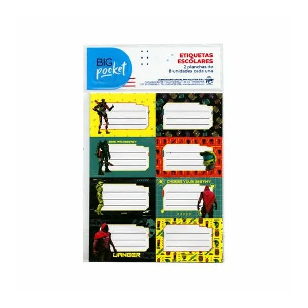 Rótulos 7x45.5 cm game zone bolsa x16 unidades