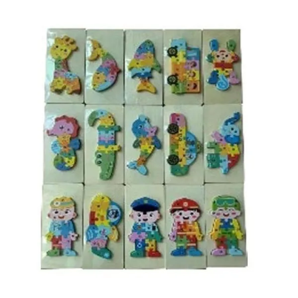 Juego didáctico de encastre bloques de madera (15 modelos) 22 x10 cm