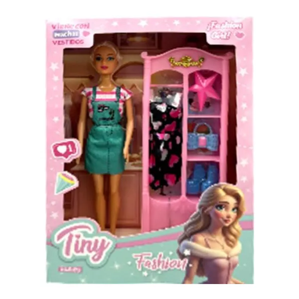 Muñeca Tiny fashion con accesorios 32 23 cm