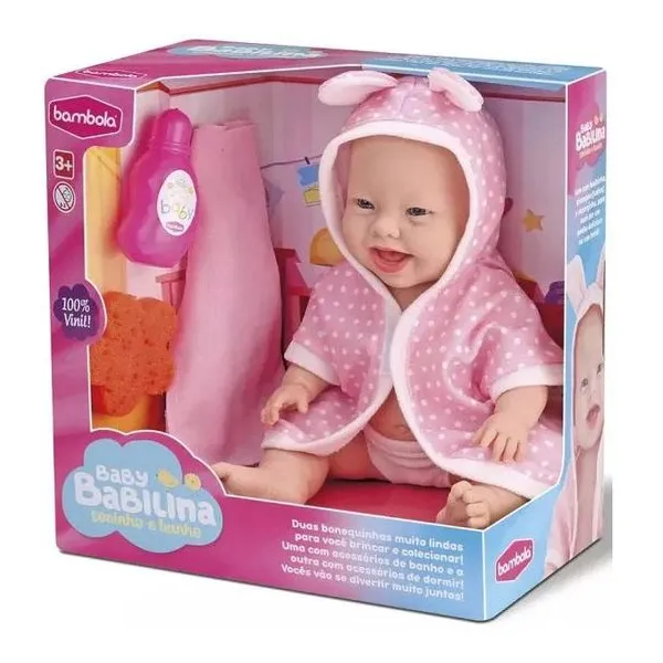 Boneca baby babilina acessorios - baño 34 cm