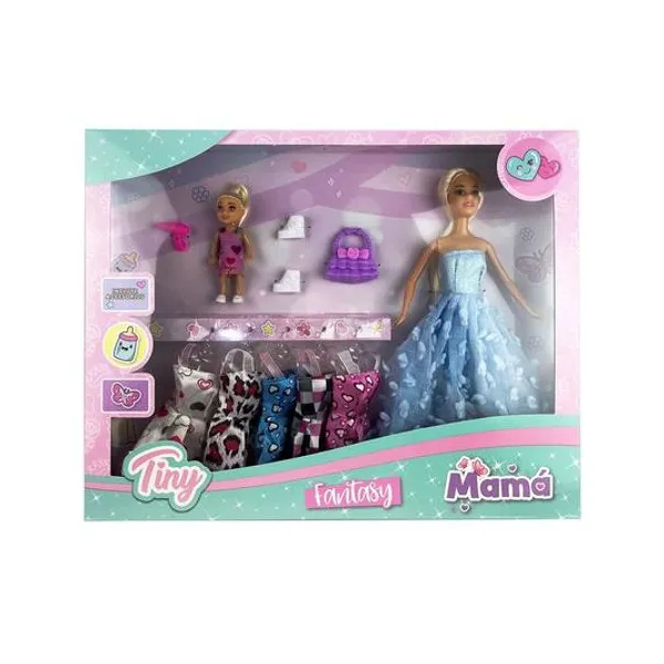 Muñecha Tiny fashion con vestidos en caja 33x24x6 cm