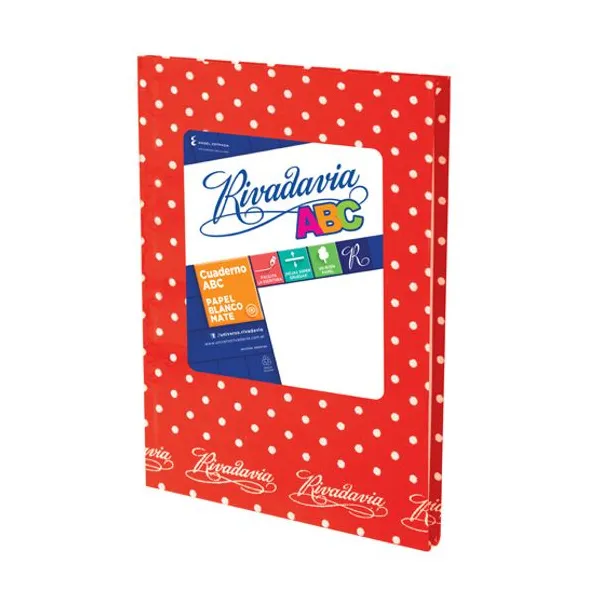 Cuaderno tapa dura Rivadavia abc forr.lunar 50 hs.ray.rojo