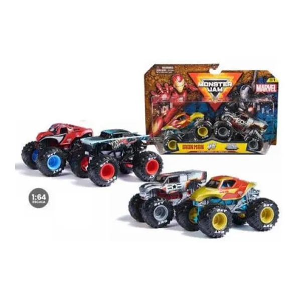 Monster jam -marvel versus pack. vehículo rueda libre escala die cast 1:64.