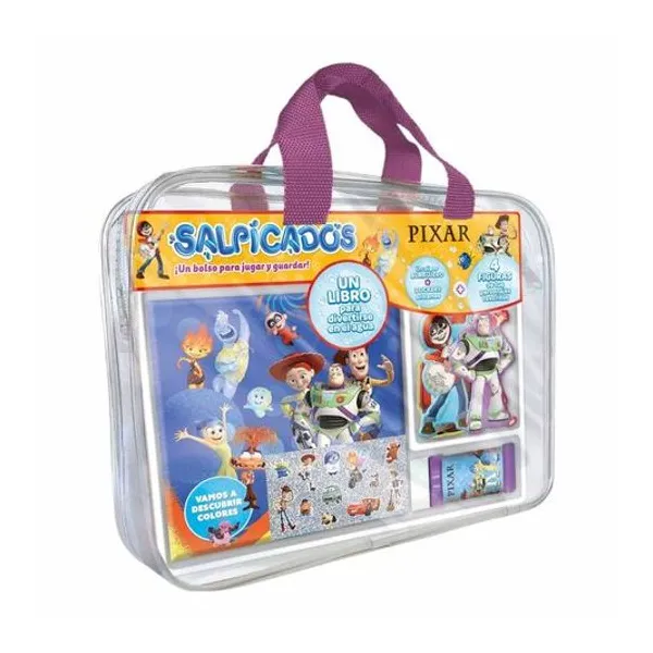 Libro para agua salpicados con accesorios pixar en bolso 27x20 cm vertice