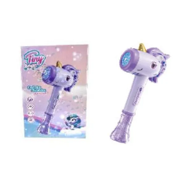 Burbujero unicornio lila con luz Tiny a pilas 24 15 cm