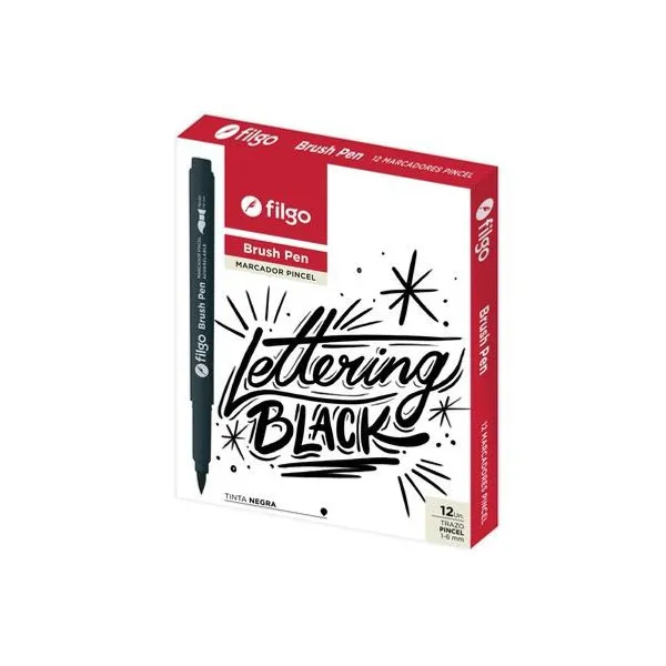 Marcador punta pincel negro brush 035 en caja x12 Filgo