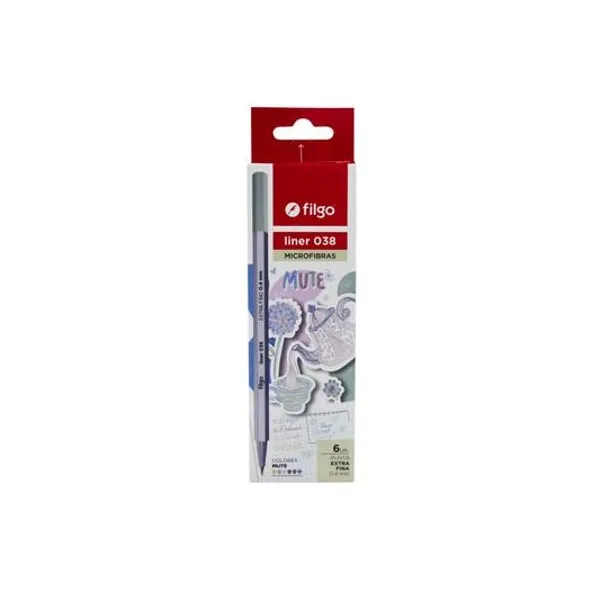 Microfibra al agua 0.4 mm liner 038 mute caja x6 Filgo -