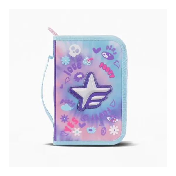 Cartuchera 1 piso desplegable hologram star 14x22 cm x unidad colores surtidos footy