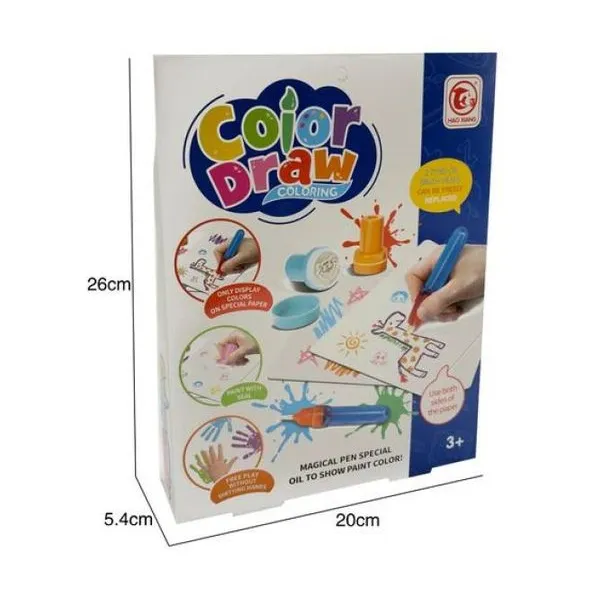 Pintura mágica. con pincel, 3 pinturas y 8 hojas de papel para pintar por ambo