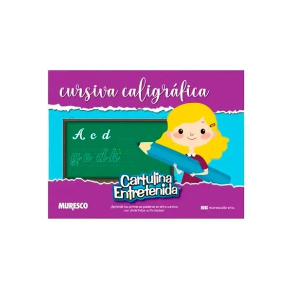 Block de dibujo Muresco cart.entretenida 20 hjs.caligrafia cursiva