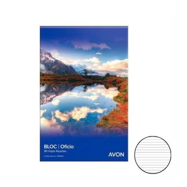 Block oficio rayado 80 hojas surtido avon