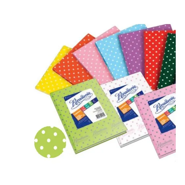 Cuaderno tapa dura Rivadavia forr.lunar x50 hs.ray.verde manz. f.bco.
