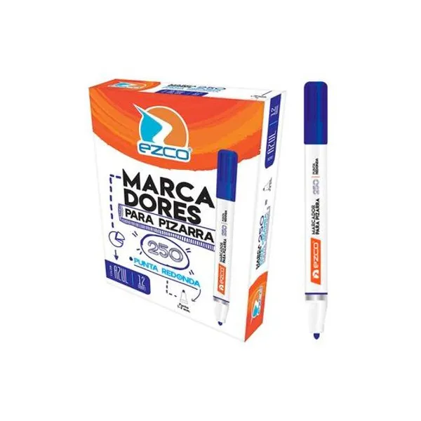 Marcador para pizarra 250 punta redonda azul x12