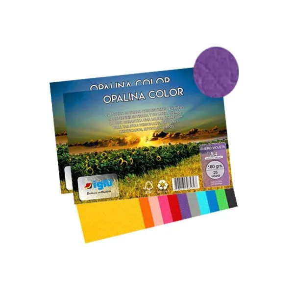 Papel iglu opalina cuero violeta tamaño a4 180 g x25 hs