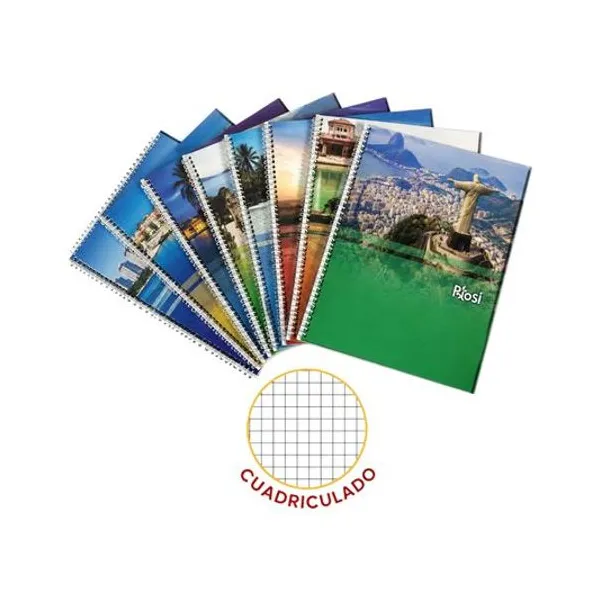 Cuaderno 22x29.7 cm cuadriculado 42 hojas tapa flexible con espiral potosi