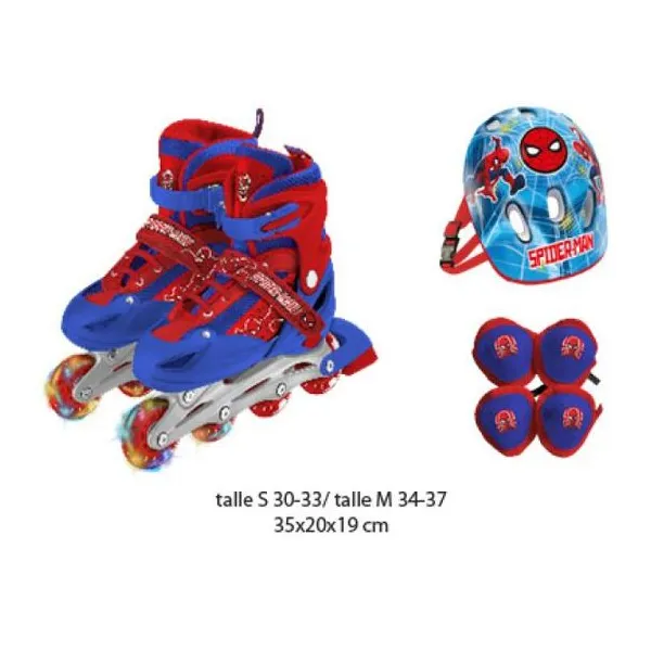 Roller Spiderman 3 en 1 con ruedas intercambiables y luces + kit de proteccion t