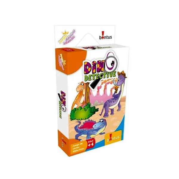 Juego didáctico con cartas dino detective en caja 9x17 cm