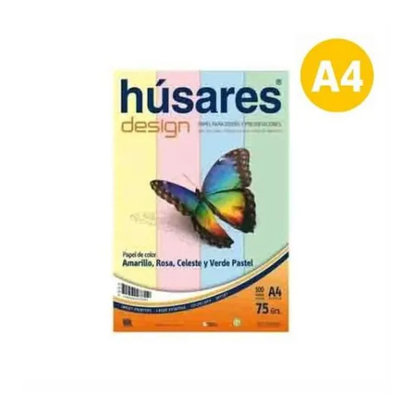 Resma a4 75 g/m2 100 hojas design colores surtidos husares