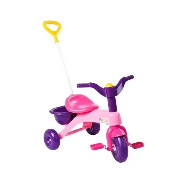 Triciclo rosa con barral 42x84x96 cm rondi