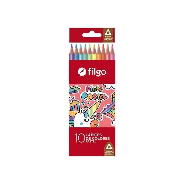 Lápiz de color largo pastel madera Pinto caja x10 Filgo