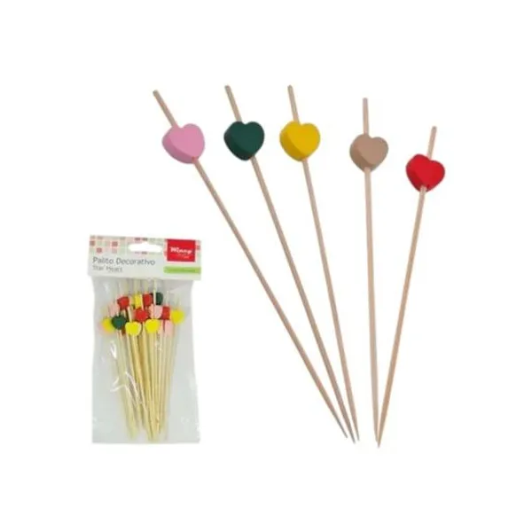 Pinche para copetin corazón 12.5 cm bolsa x12