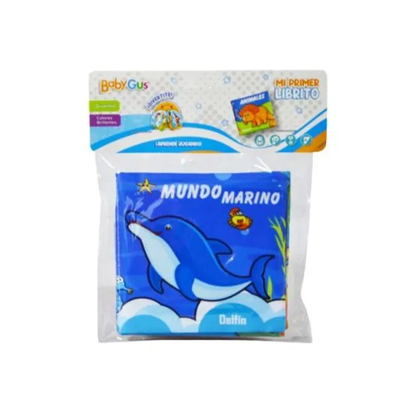 Libro didáctico de tela para bebés mundo marino 10x9.5 cm en bolsa