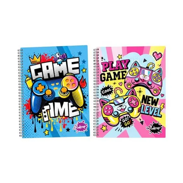 Cuaderno 16x21 cm rayado 100h tapa dura con espiral gamer x1 modelos surtidos inkdrop