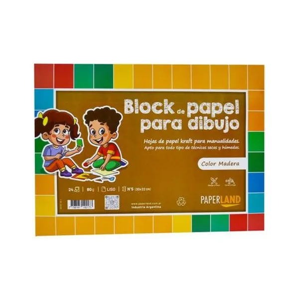 Block de dibujo n.° 5 papel kraft 80 gramos 24 hojas paperland 1.91.2230