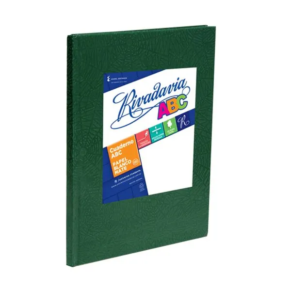Cuaderno tapa dura Rivadavia abc 19x23,5 x50 hs.cuad.verde araña