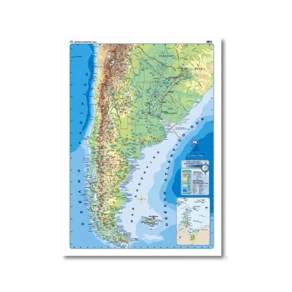 Mapa mural fisico-politico argentina 95x130 cm x1 mc