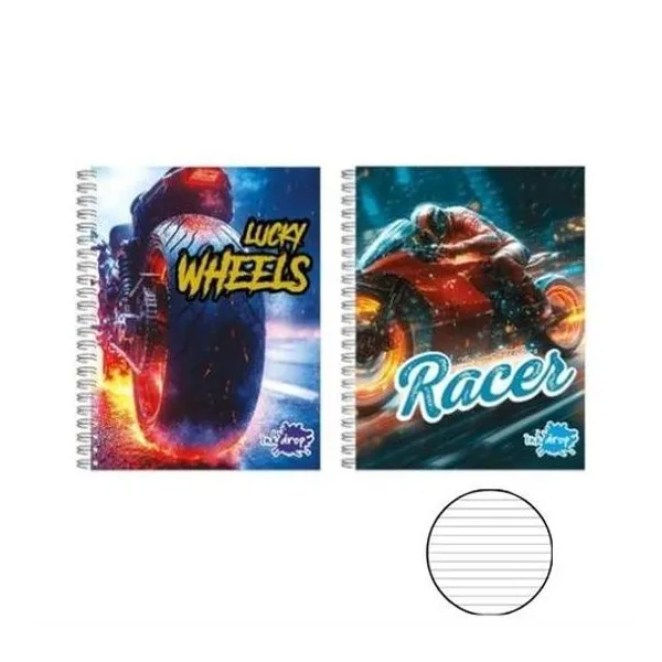 Cuaderno 16x21 cm rayado 100 hojas tapa dura con espiral moto fire x1 modelos surtidos inkdrop 57214