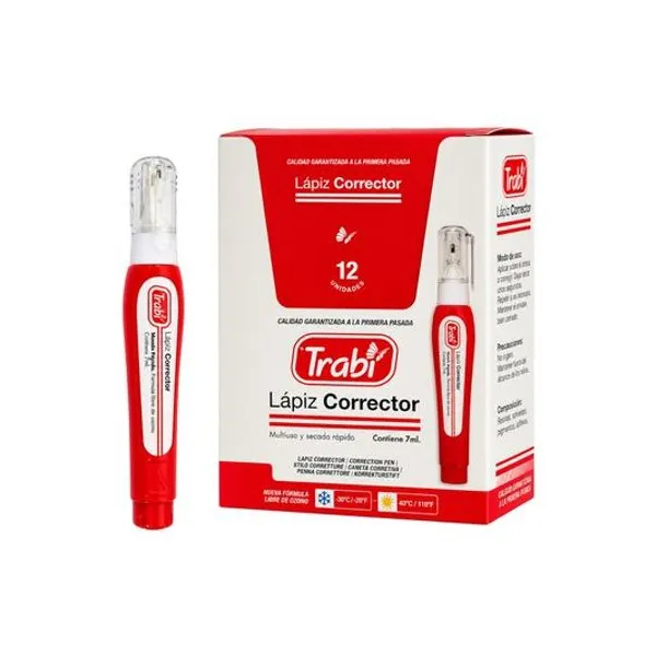 Lápiz corrector 7 ml caja x12 unidades trabi