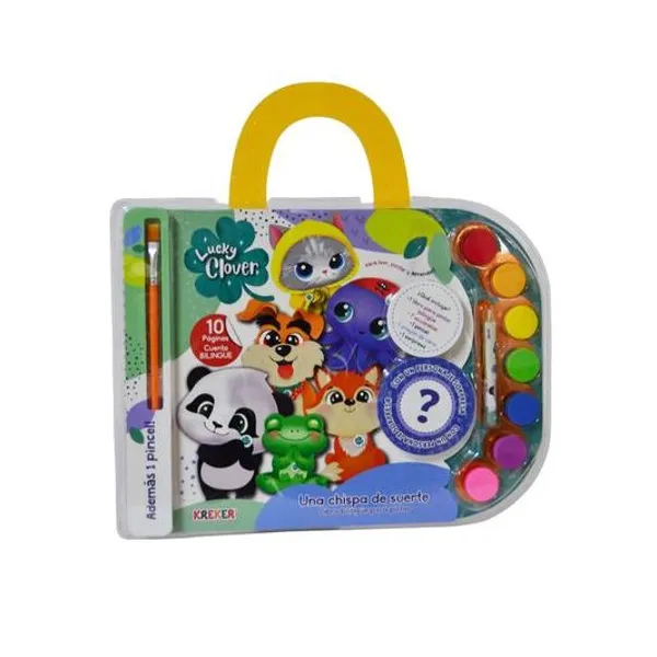 Libro para pintar con acuarelas una chispa de suerte en blister 28x22 cm Kreker