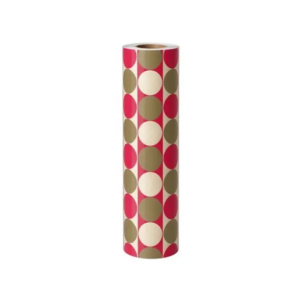 Bobina papel fantasia 35cmx200 mts circulos rojos