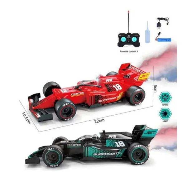 Auto f1 a radio control. tira humo. con luz. incluye cable usb