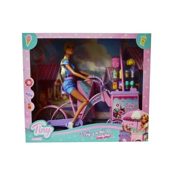 Muñeca Tiny y su bicicleta candy shop en caja 35x30x9 cm
