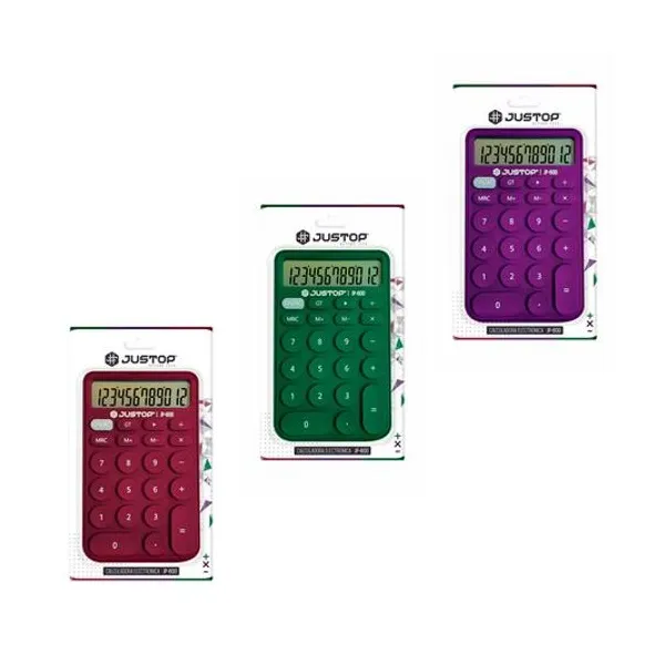 Calculadora 12 digitos 8.5x14 cm x unidad colores surtidos justop - jp