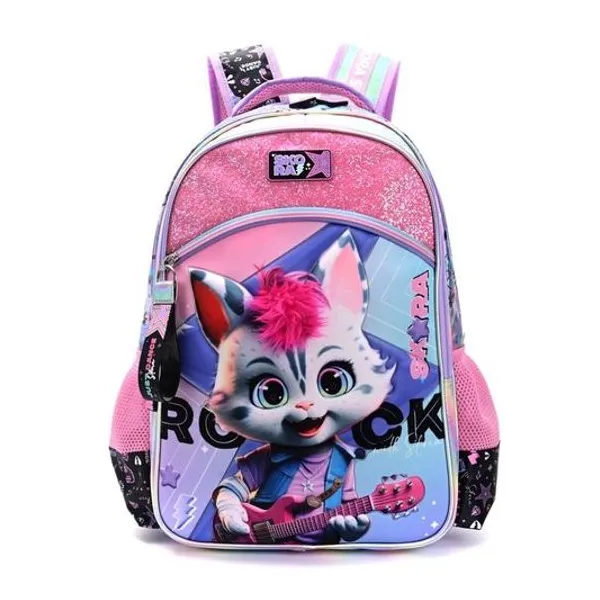 Mochila 18" espalda gatita rocker con llavero Skora