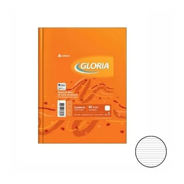 Cuaderno 16x21 rayado t/d tradicional 84h Gloria