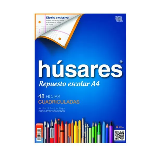 Repuesto husares tamaño a4 x48 hs.cuadric.90 g