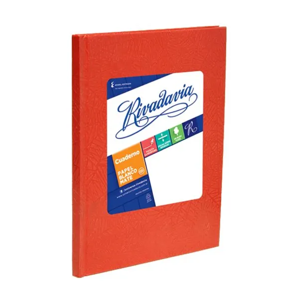Cuaderno tapa dura Rivadavia forr. x50 hs.cuaderno rojo