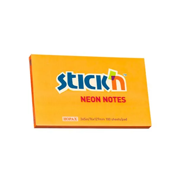 Notas adhesivas stick neon 76 x127 mmx 100 hs.naranja