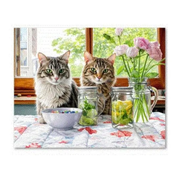 Puzzle gatos en la mesa (100-421)