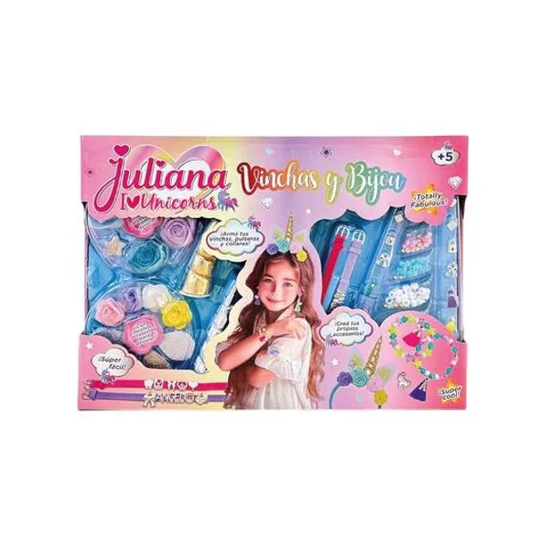 Set de vinchas y bijou Juliana i love unicorns en caja 45x32x6 cm