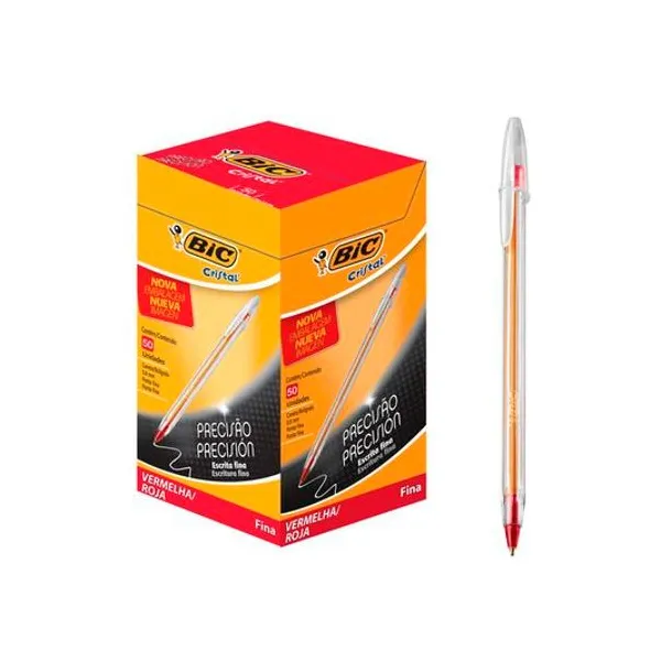 Bolígrafo cristal trazo fino 0.8 mm caja x50 unidades BIC