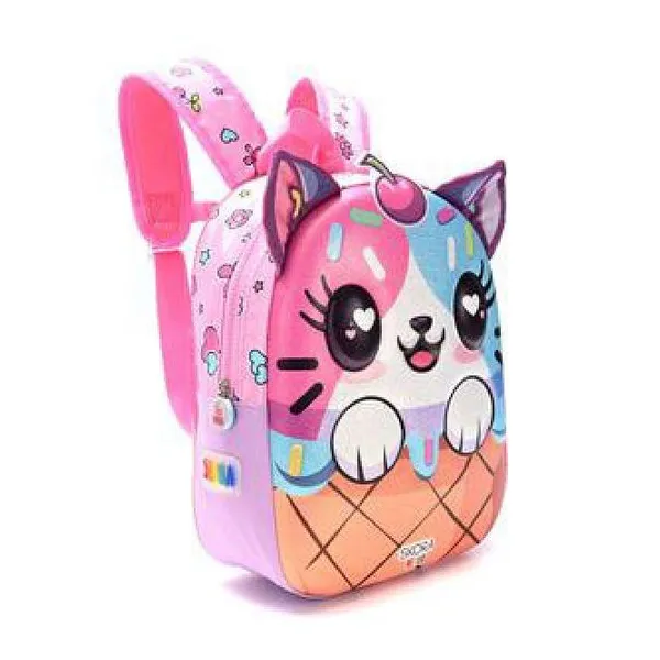 Mochila kawaii termoformada con glitter gatito helado 22x30x10 cm -12