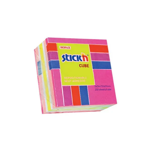 Notas adhesivas stick cubo neon 50 x50 mmx 250 h.col.surt.