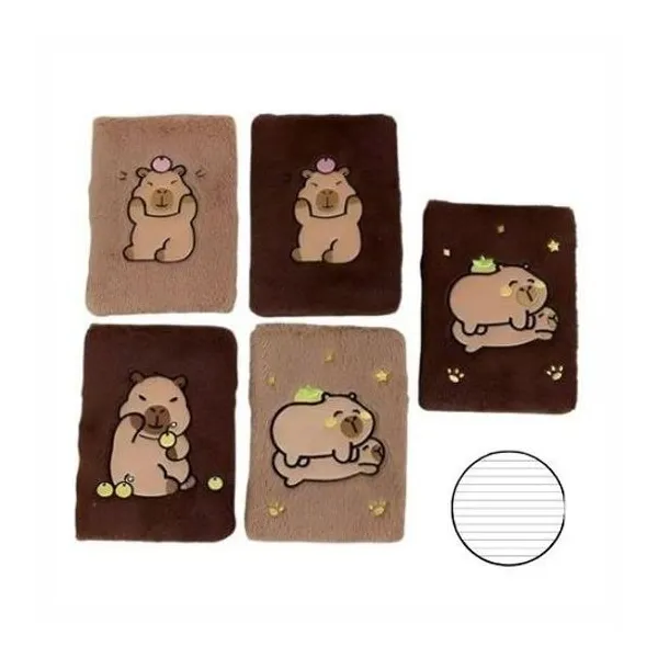 Cuaderno 15x21 cm rayado 70 hojas capibara peluche modelos surtidos