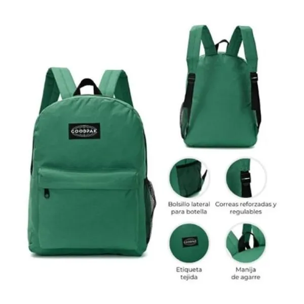 Mochila goodpak verde 31 x27 x5 cm 12 pulgadas