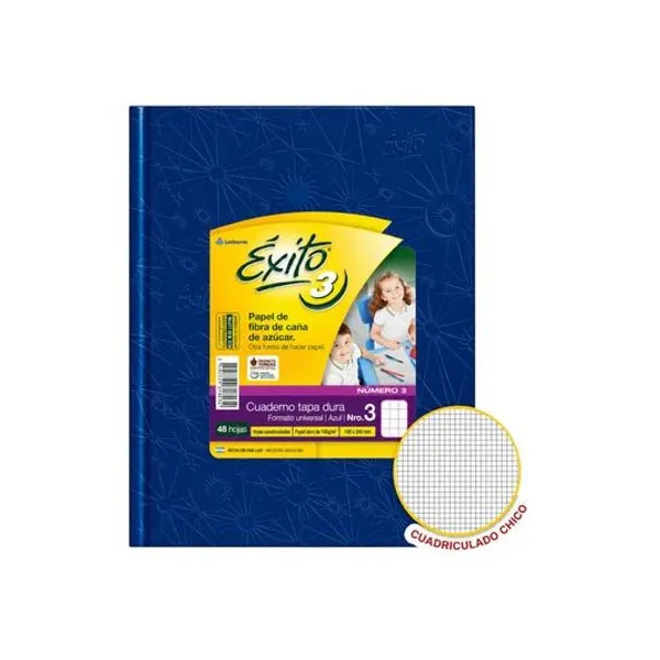 Cuaderno 19x24 cuadriculado chico 48h tapa dura azul Éxito